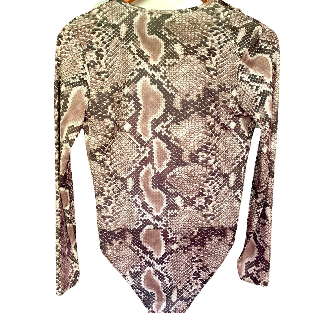 Zara Python Snake Print Plunge Neckline Bodysuit … - image 4